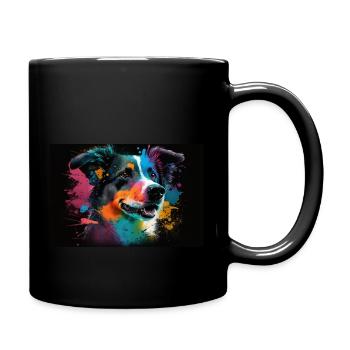 Hund Illustration farbig - Tasse einfarbig - Schwarz - Rechts