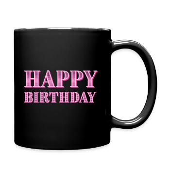 Congratulations Birthday Greeting Gift Idea - Full Colour Mug - black - Right