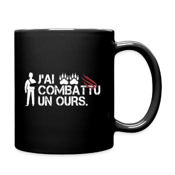 J'ai Combatu Un Ours Coude Bras Brisé - Mug uni - noir - Droite