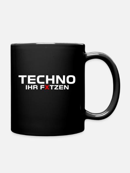 techno ihr fxtzen weiss - Tasse einfarbig - Schwarz