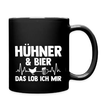 Huhn Landwirt Bauernhof Bier Hühner - Tasse einfarbig - Schwarz - Rechts
