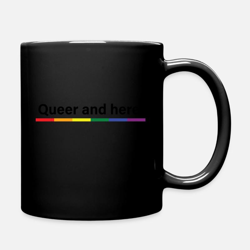 Queer and here - Full Colour Mug - black