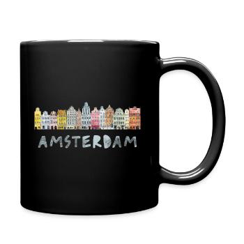 Maisons d’architecture souvenir vintage d’Amsterdam - Mug uni - noir - Droite