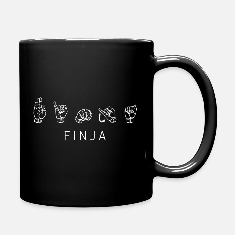 Finja (Name) mit Gebärdensprache - Tasse einfarbig - Schwarz
