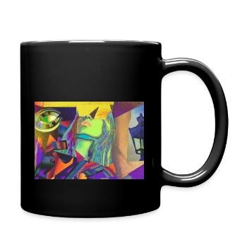 collage - künstlerisches Bild - Tasse einfarbig - Schwarz - Rechts