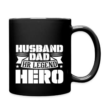 Husband Dad HR Legend Hero - Full Colour Mug - black - Right
