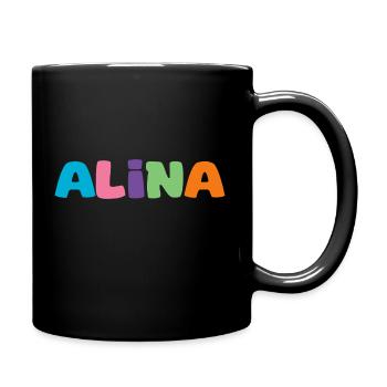 Name - Alina - Tasse einfarbig - Schwarz - Rechts