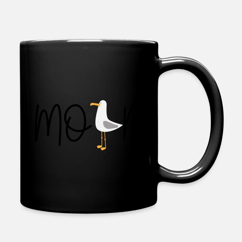 Moin mit Möwe - Im Norden sagt man Moin - Tasse einfarbig - Schwarz
