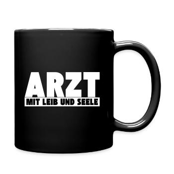 Arzt mit Leib und Seele - Tasse einfarbig - Schwarz - Rechts