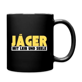 Jäger mit Leib und Seele - Tasse einfarbig - Schwarz - Rechts