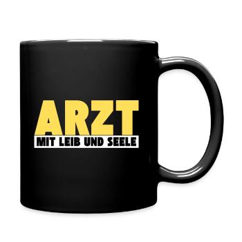 Arzt mit Leib und Seele - Tasse einfarbig - Schwarz - Rechts