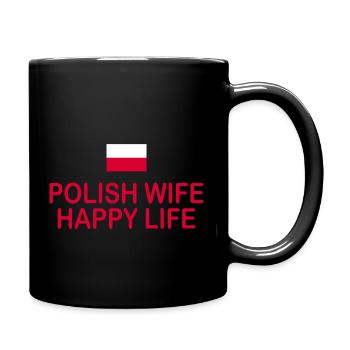 Polish Wife Happy Life Funny Sayings - Full Colour Mug - black - Right