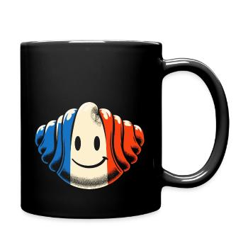 Französische Croissant Kunst - Lustiges Geschenk - Tasse einfarbig - Schwarz - Rechts