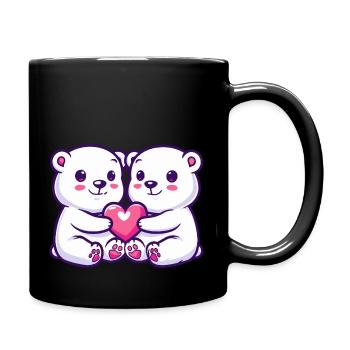 Couple d’ours polaires amoureux Animal Saint-Valentin - Mug uni - noir - Droite