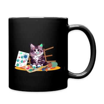 Echte Farbkatze - Tasse einfarbig - Schwarz - Rechts