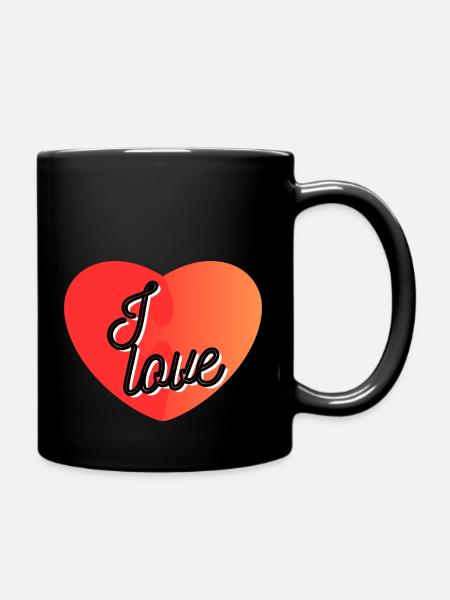 I love Heart - Tasse einfarbig - Schwarz