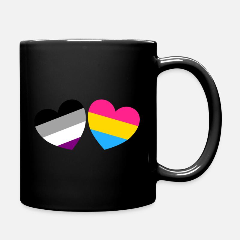 Asexual Panromantic Hearts - Full Colour Mug - black
