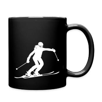 Ski Fahren Skiing Frau Silhouette - Tasse einfarbig - Schwarz - Rechts