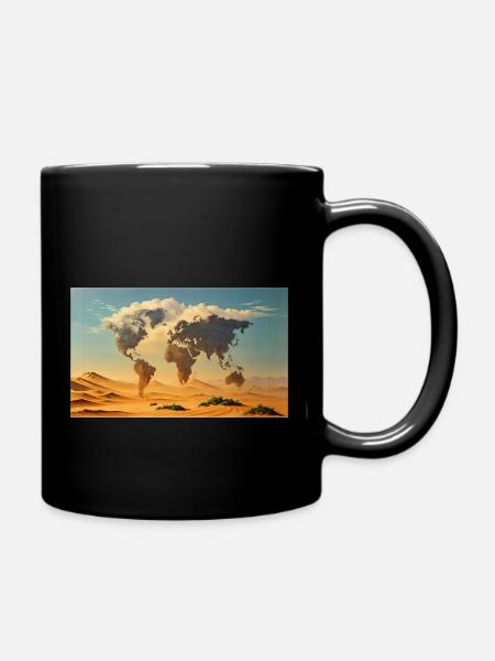 Weltkarte - Tasse einfarbig - Schwarz