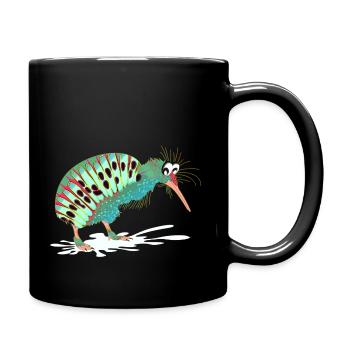 Lustige Tiere - Lustiger Vogel Kiwi Vogel - Tasse einfarbig - Schwarz - Rechts