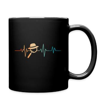 Retro Heartbeat Magnifying Glass - Full Colour Mug - black - Right