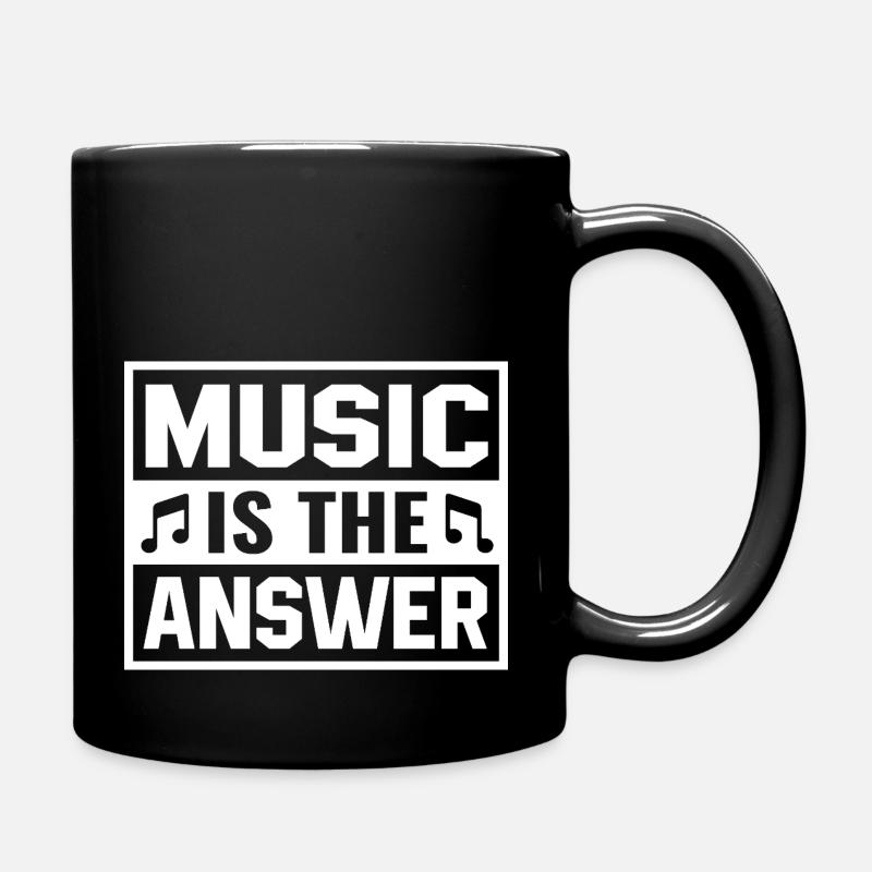 Music Is The Answer Saying Design - Full Colour Mug - black