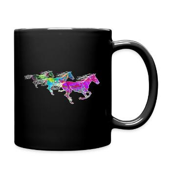 wild colorful cute horses, drawn circus horse - Full Colour Mug - black - Right