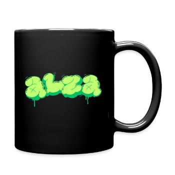 Hellgrünes Design im Graffiti-Stil - Tasse einfarbig - Schwarz - Rechts