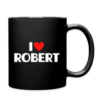 I love Robert Rotes Herz Romantischer Name Fan - Tasse einfarbig - Schwarz - Rechts