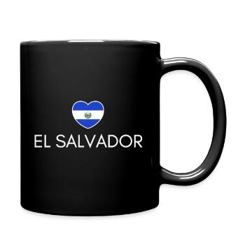 Heart with El Salvador flag - Full Colour Mug - black - Right