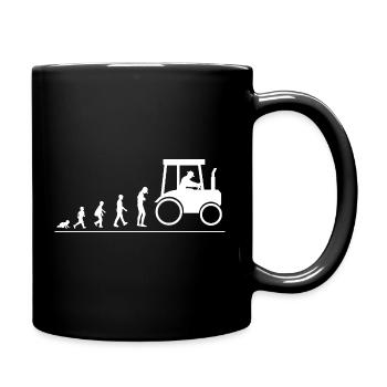 Evolution vom Baby zum Landwirt, Bauer - Tasse einfarbig - Schwarz - Rechts