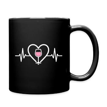Herz + Roséwein – Passion Rosé - Tasse einfarbig - Schwarz - Rechts
