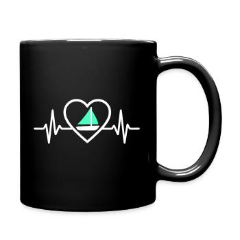 Cœur Voile – Passion Bateau - Mug uni - noir - Droite