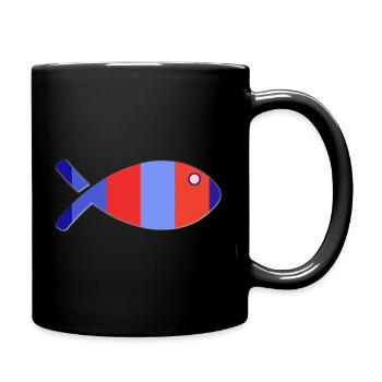 FISH. APRIL FOOL'S JOKE. HOLIDAYS. SUMMER. HUMOR - Full Colour Mug - black - Right