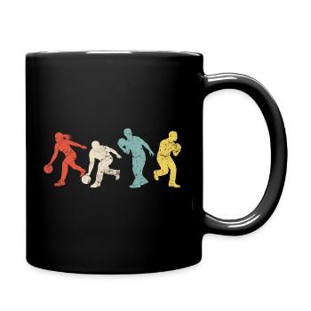 Dynamic bowling silhouettes in colors - Full Colour Mug - black - Right
