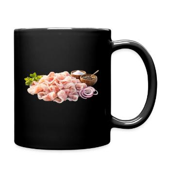 Rohfisch Aufschnitt Salz Zwiebel - Stroganina - Tasse einfarbig - Schwarz - Rechts