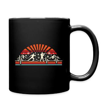 Biathlon Herzschlag Biathlete Heartbeat - Tasse einfarbig - Schwarz - Rechts
