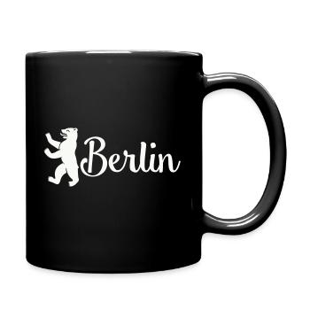 Berlin Bär Logo Schriftzug - Tasse einfarbig - Schwarz - Rechts