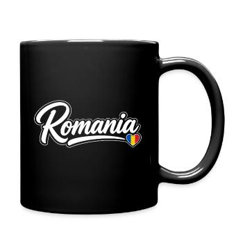 Scénario roumain avec cœur de drapeau Éventail patriotique - Mug uni - noir - Droite