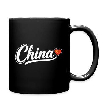Écriture chinoise avec cœur de drapeau Patriotique - Mug uni - noir - Droite