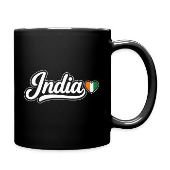 India Script with Flag Heart Patriotic - Full Colour Mug - black - Right