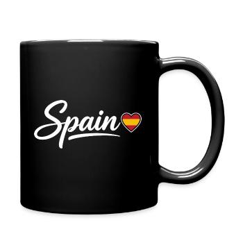 Spain Script with Heart Flag Patriotic - Full Colour Mug - black - Right