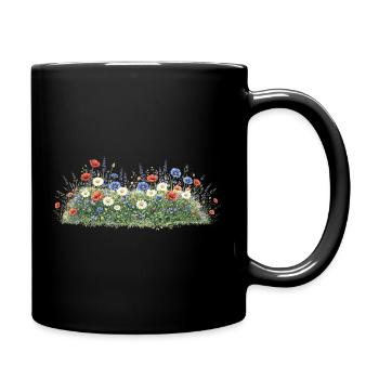Bunte Wildblumenwiese mit Margeriten - Tasse einfarbig - Schwarz - Rechts