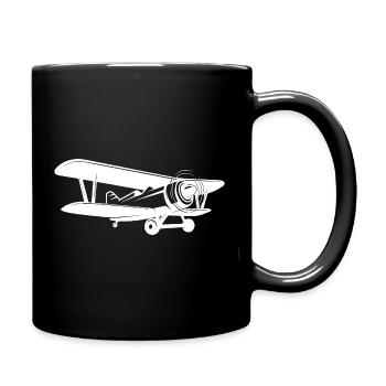 Biplane Pilot Retro Minimalist - Full Colour Mug - black - Right