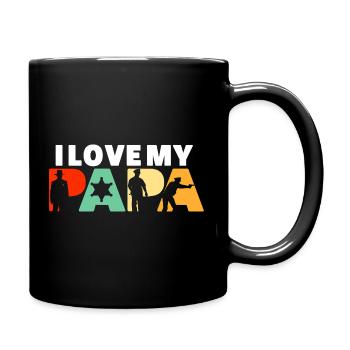 Ich liebe meinen Papa Sheriff Polizist Held - Tasse einfarbig - Schwarz - Rechts
