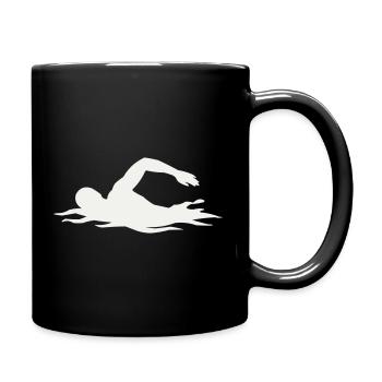 Swimmers silhouette in the water - Full Colour Mug - black - Right