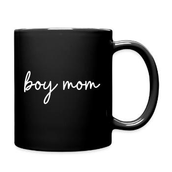 Boy Mom Jungs Mama Schreibschrift Design - Tasse einfarbig - Schwarz - Rechts