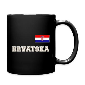 Kroatien Trikot Look – HRVATSKA mit Fahne Flagge - Tasse einfarbig - Schwarz - Rechts