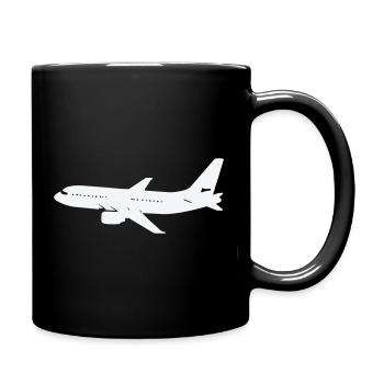 Airplane silhouette on white - Full Colour Mug - black - Right