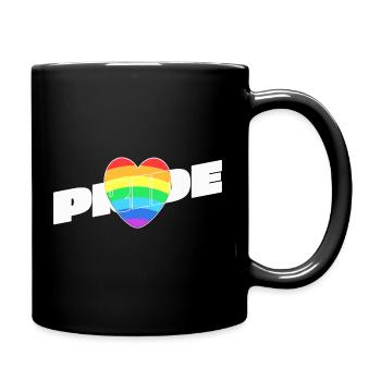 Pride Herz - Regenbogen Design - Tasse einfarbig - Schwarz - Rechts
